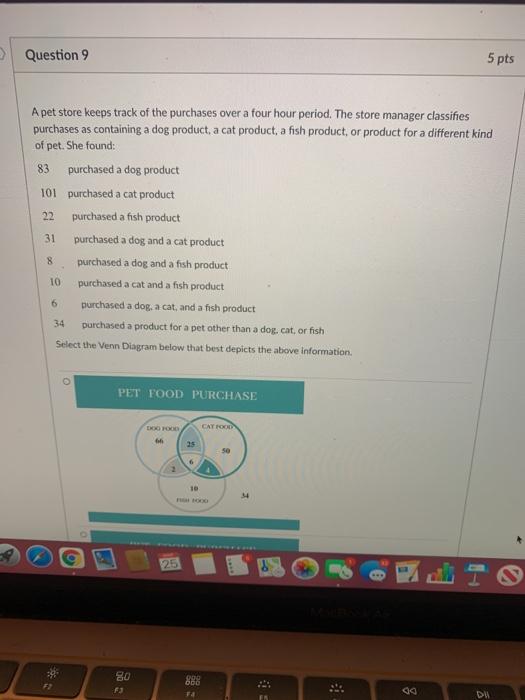 Solved Question 9 5 pts A pet store keeps track of the