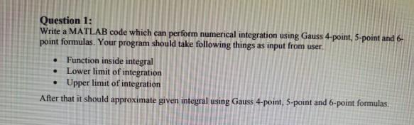 Solved Question 1: Write a MATLAB code which can perform | Chegg.com