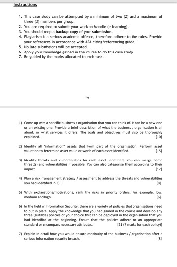 Solved Instructions 1. This case study can be attempted by a | Chegg.com