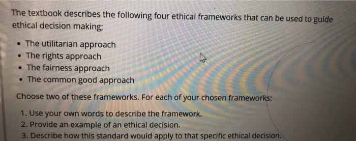Solved The textbook describes the following four ethical | Chegg.com