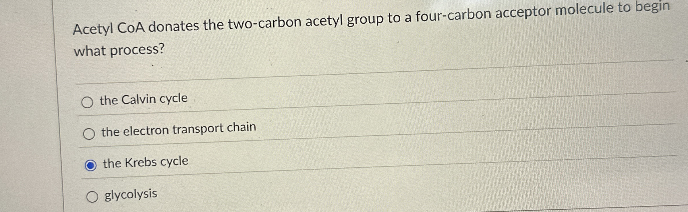 Solved Acetyl CoA donates the twocarbon acetyl group to a