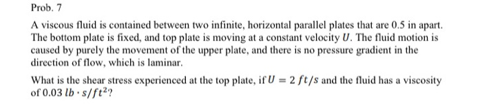 Solved Prob. 7 A viscous fluid is contained between two | Chegg.com