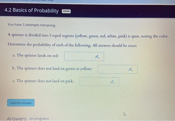 Solved 4.2 Basics of Probability OPEN You have 3 attempts | Chegg.com