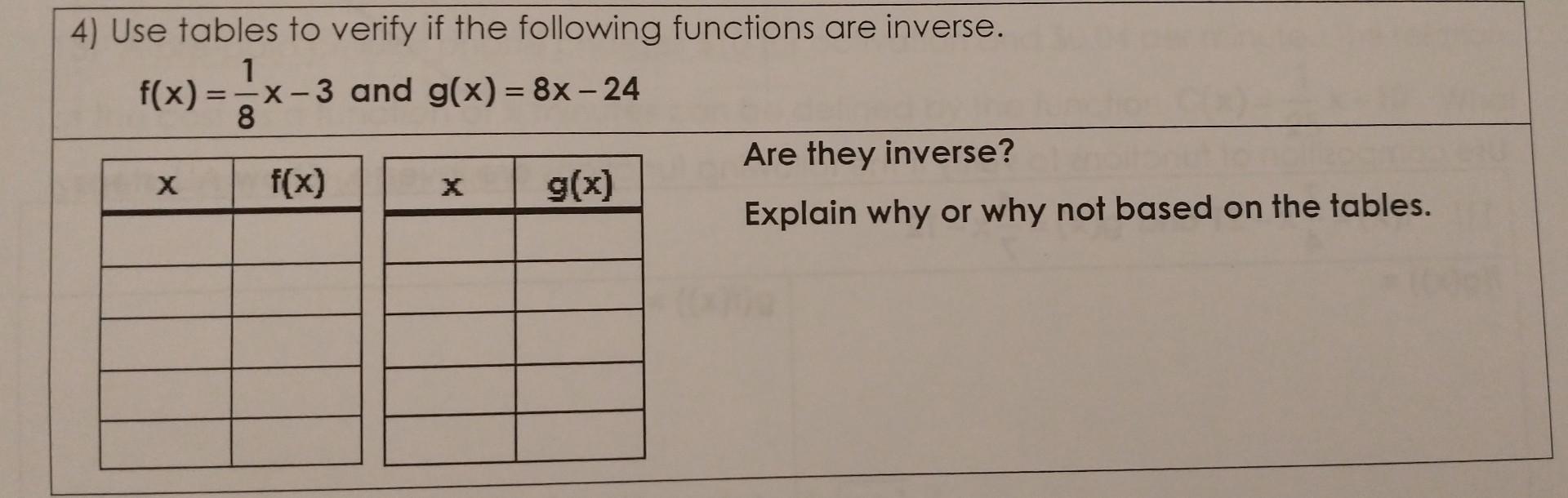 Solved 4) Use tables to verify if the following functions | Chegg.com