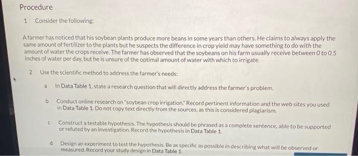 Solved Procedure 1 Consider the following A farmer has | Chegg.com