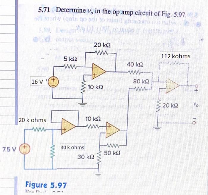 Solved 5.71 Determine v, in the op amp circuit of Fig. 5.970 | Chegg.com
