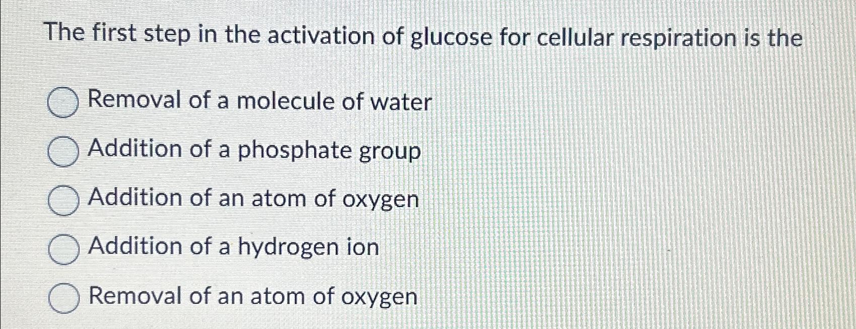 Solved The first step in the activation of glucose for | Chegg.com