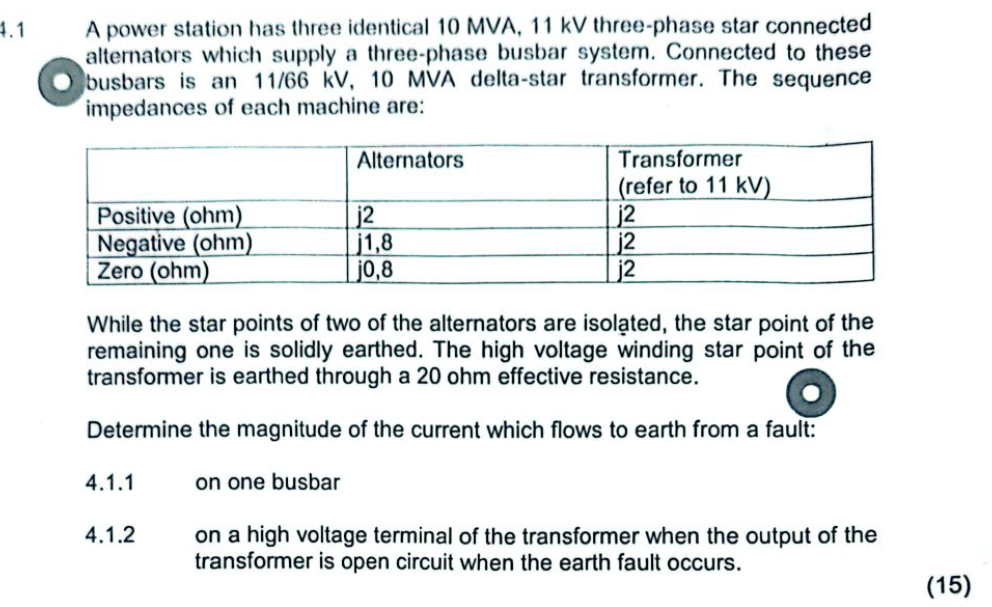 A power station has three identical 10MVA,11kV | Chegg.com