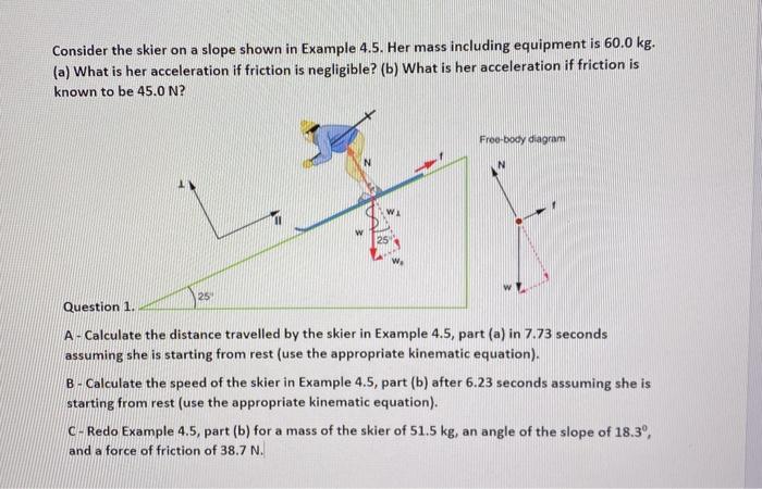 Solved Consider the skier on a slope shown in Example 4.5. | Chegg.com