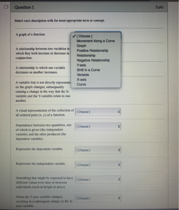 Solved 3pts Question 1 Match each description with the most | Chegg.com