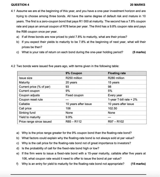 Solved QUESTION 4 20 MARKS 4.1 Assume we are at the | Chegg.com