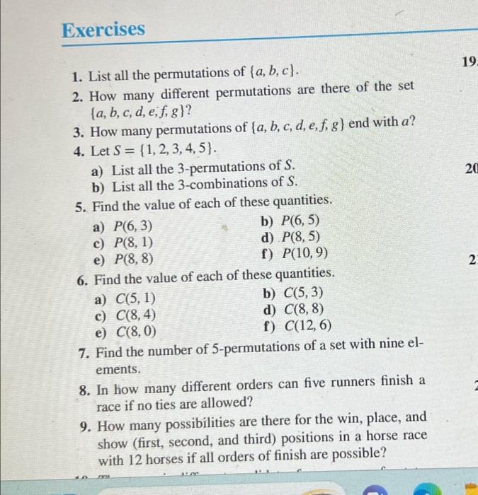 Solved 1. List all the permutations of {a,b,c}. 2. How many | Chegg.com