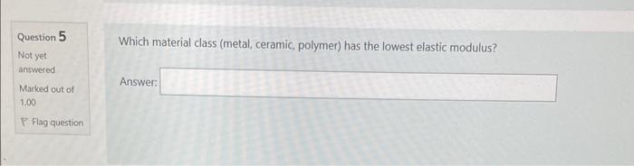 Solved Which Material Class (metal, Ceramic, Polymer) Has | Chegg.com