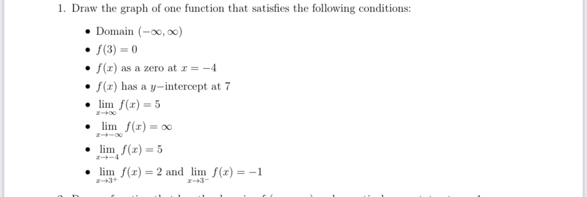 Solved Draw the graph of one function that satisfies the | Chegg.com