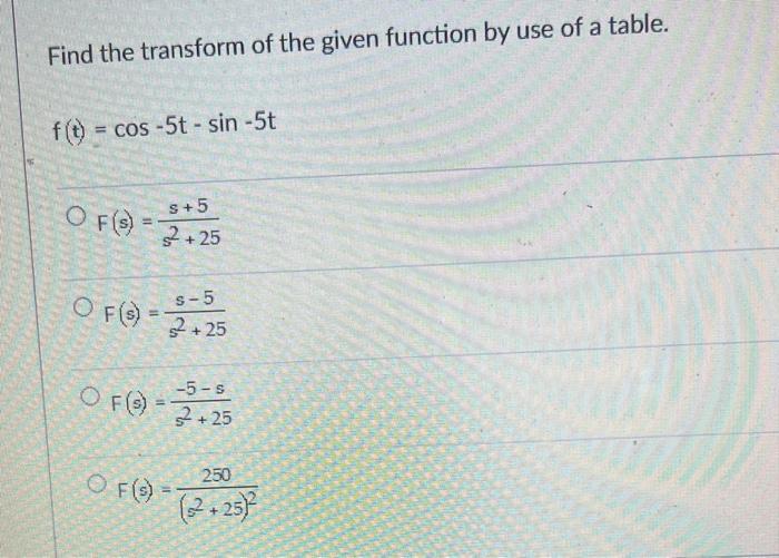 Solved Find the transform of the given function by use of a | Chegg.com