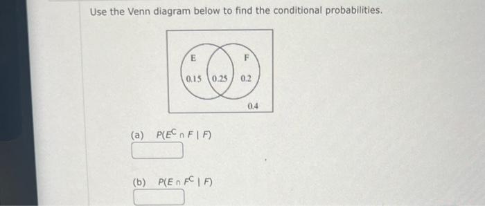 Solved Use the Venn diagram below to find the conditional | Chegg.com