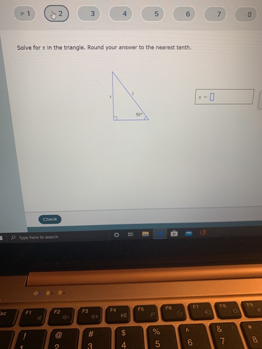 Solved solve for x in the triangle. round your answer to the | Chegg.com