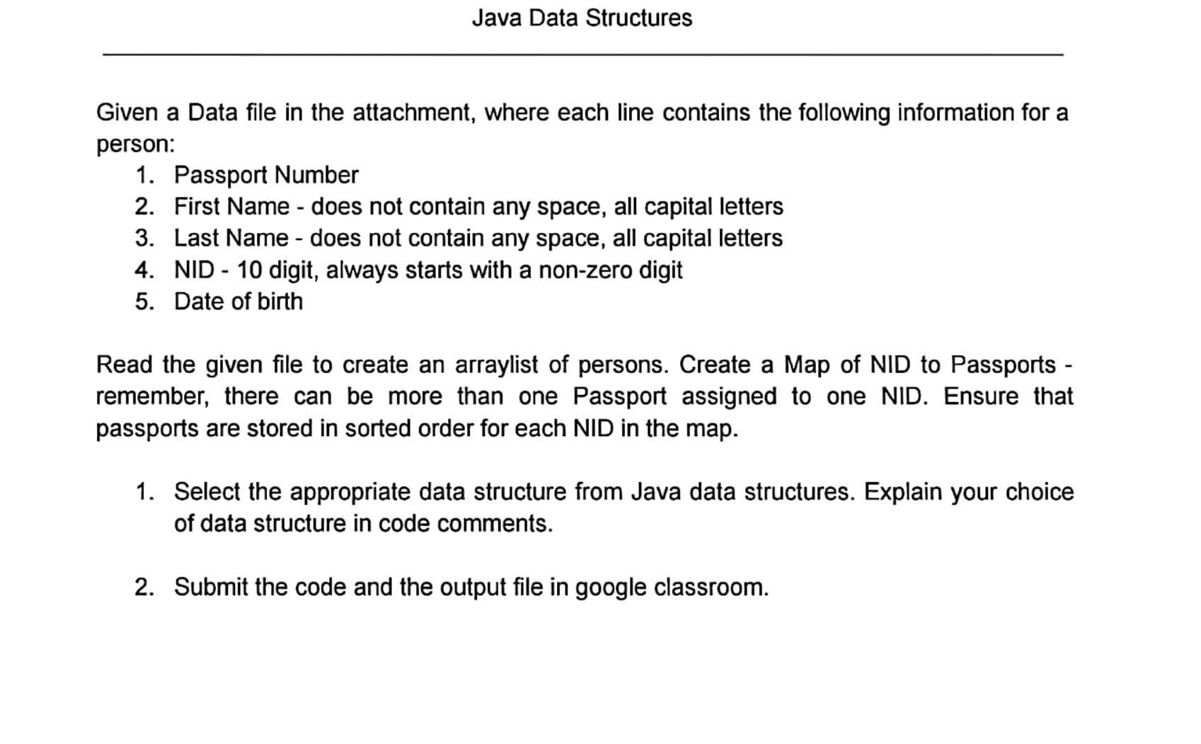 Solved Java Data Structures Given a Data file in the | Chegg.com