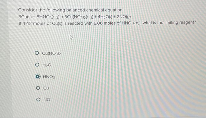 Solved Consider The Following Balanced Chemical Equation: | Chegg.com