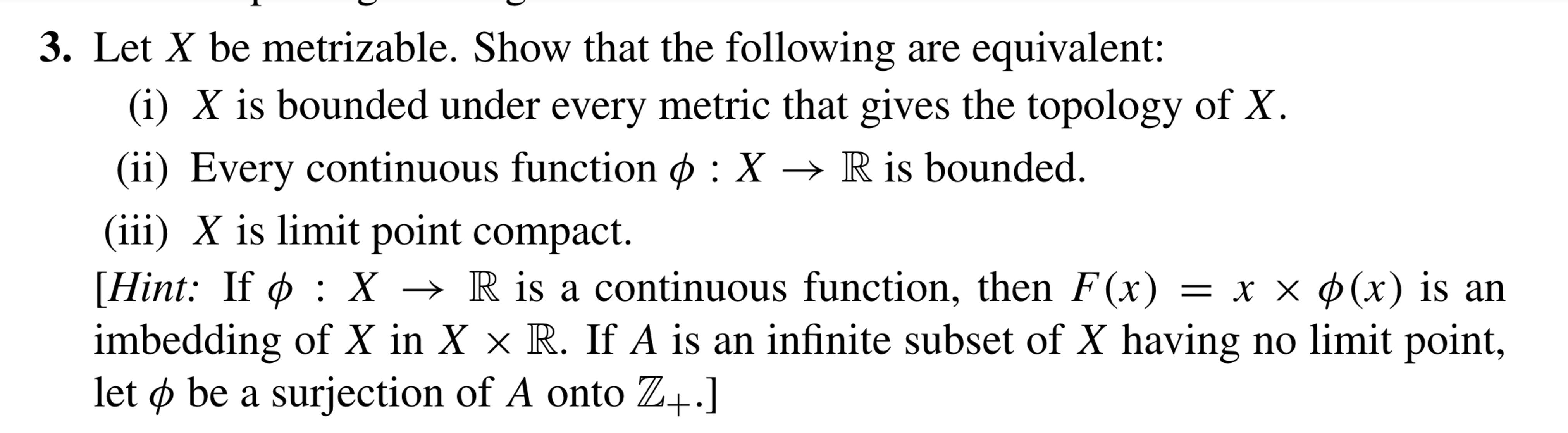 Solved Let x ﻿be metrizable. Show that the following are | Chegg.com