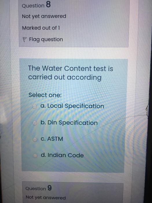 Solved Question 8 Not yet answered Marked out of 1 P Flag | Chegg.com