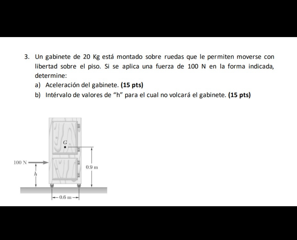 Solved Un Gabinete De Kg Est Montado Sobre Ruedas Que Chegg Com