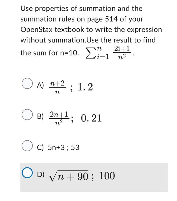 Solved use properties of summation and the summation rules chegg