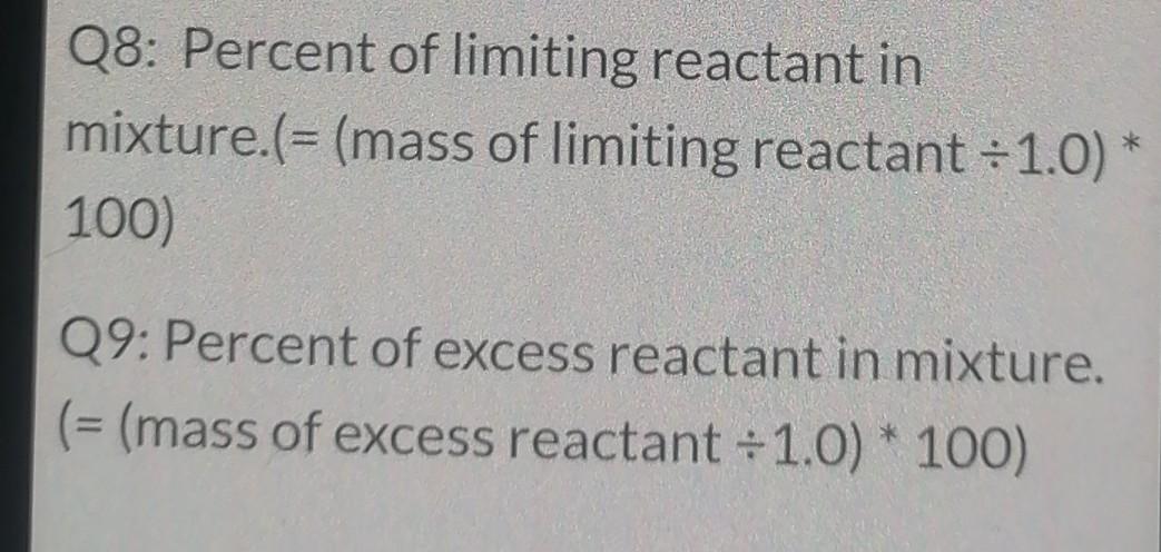 Limiting Reactant Report Sheet Useful information The | Chegg.com