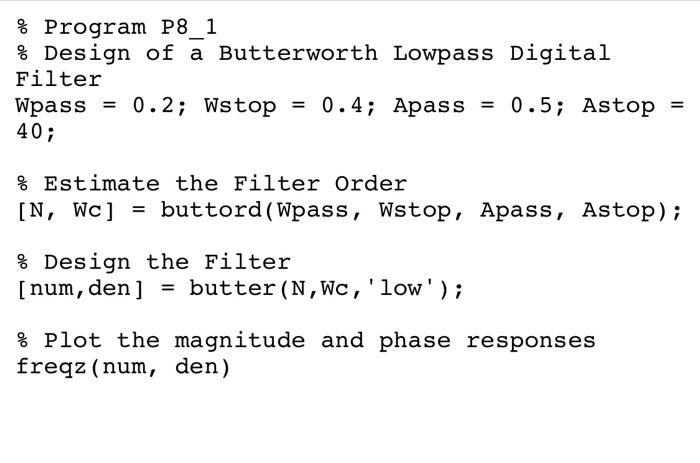 Solved 1.2 FIR Filter Design 6. Using the function fir10) | Chegg.com
