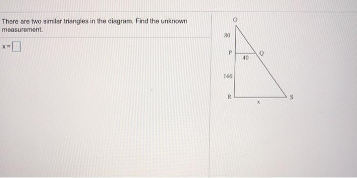 Solved There are two similar triangles in the diagram. Find | Chegg.com