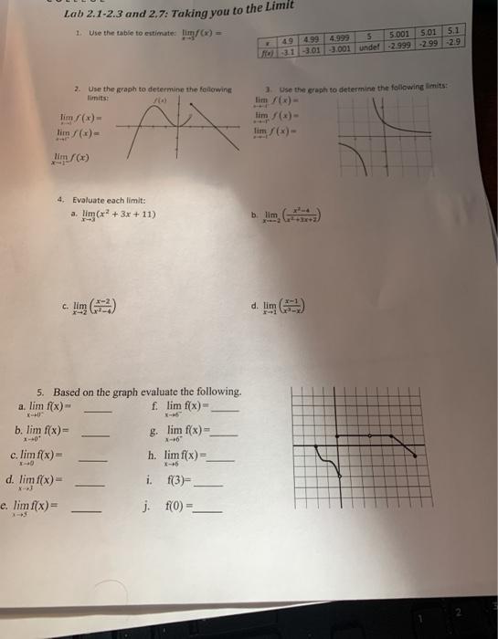 Solved Lab 2 1 2 3 And 2 7 Taking You To The Limit 1 Us Chegg Com