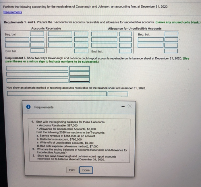 Solved Perform The Following Accounting For The Receivables | Chegg.com