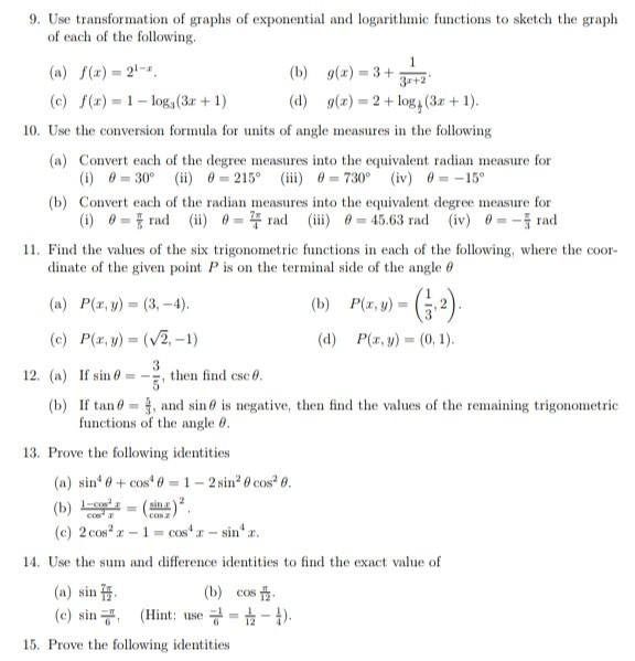 Solved 9. Use transformation of graphs of exponential and | Chegg.com