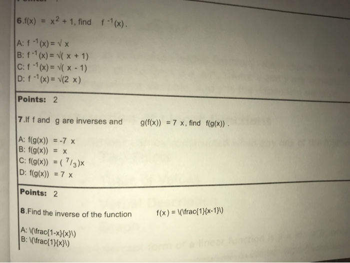 Solved 6 F X X2 1 Find F X Ai F 1 X Vx B Chegg Com