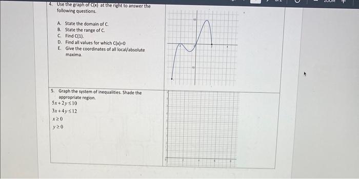 Solved 4. Use the graph of C(x) at the right to answer the | Chegg.com