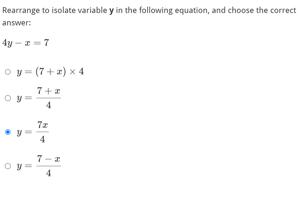 Solved Rearrange to isolate variable y ﻿in the following | Chegg.com