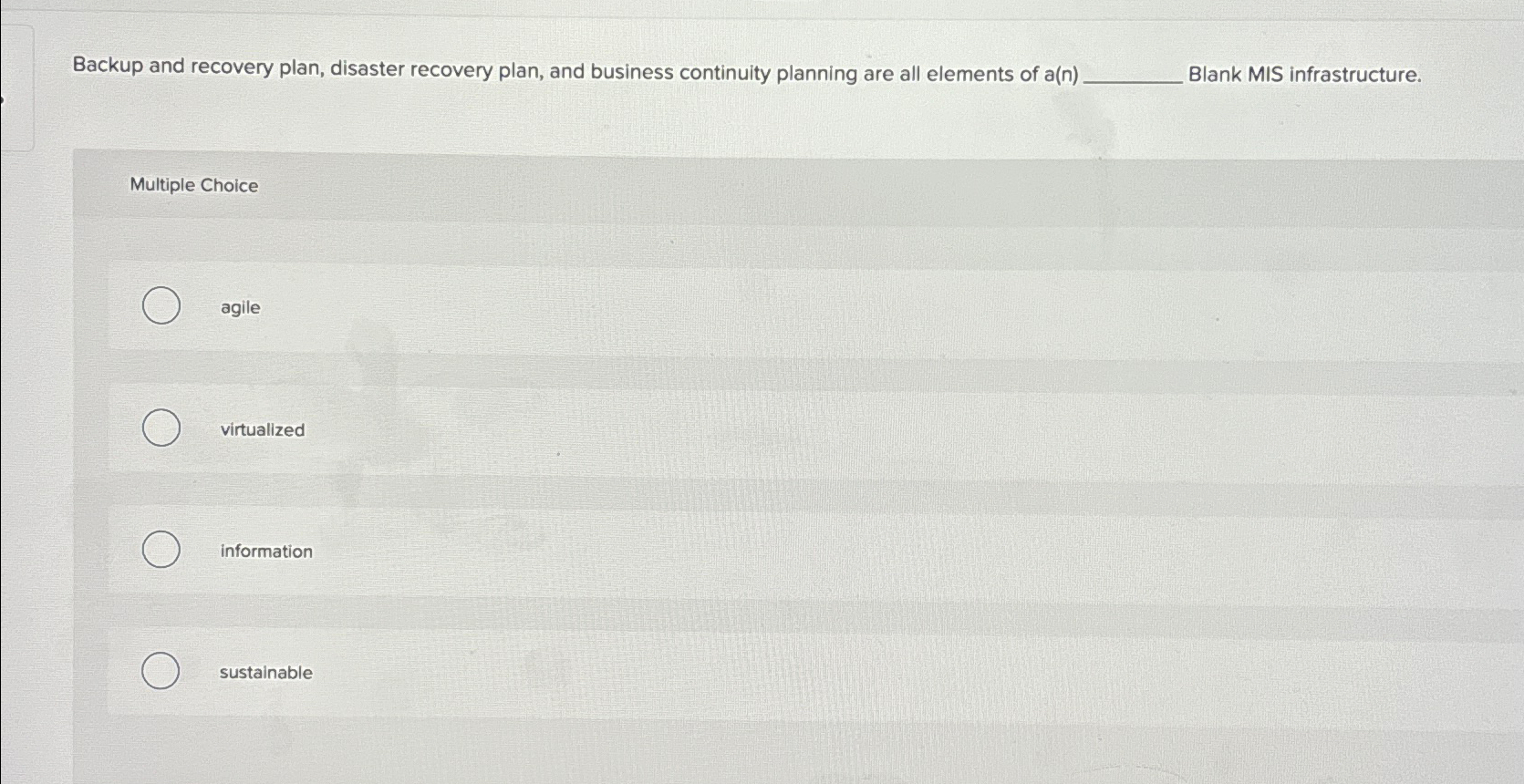 Solved Backup And Recovery Plan, Disaster Recovery Plan, And | Chegg.com