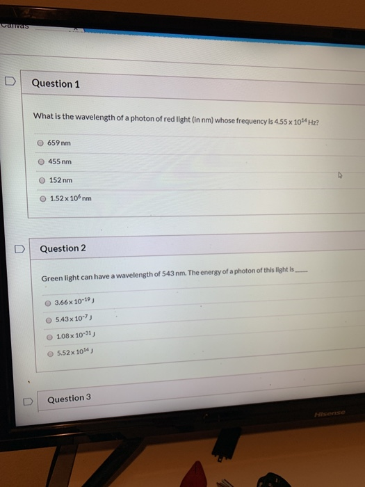 Solved Canvas Question 1 What is the wavelength of a photon | Chegg.com