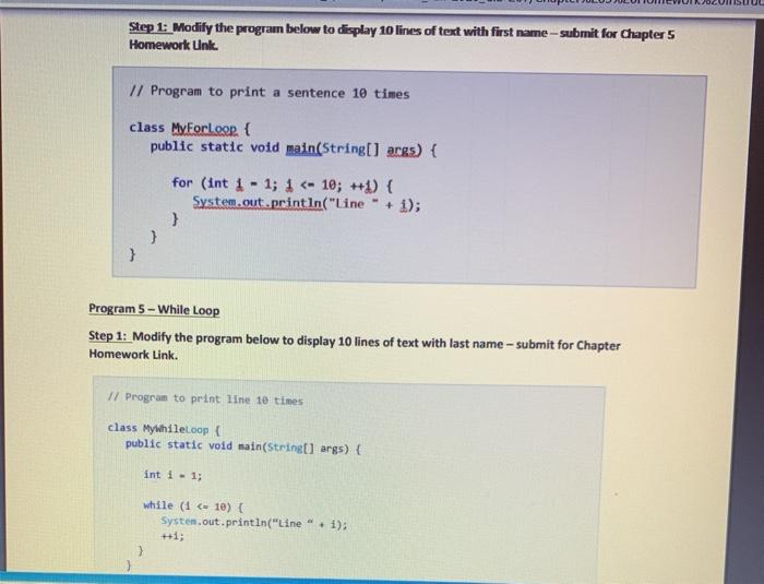 Solved Step 1: Modify the program below to display 10 lines | Chegg.com