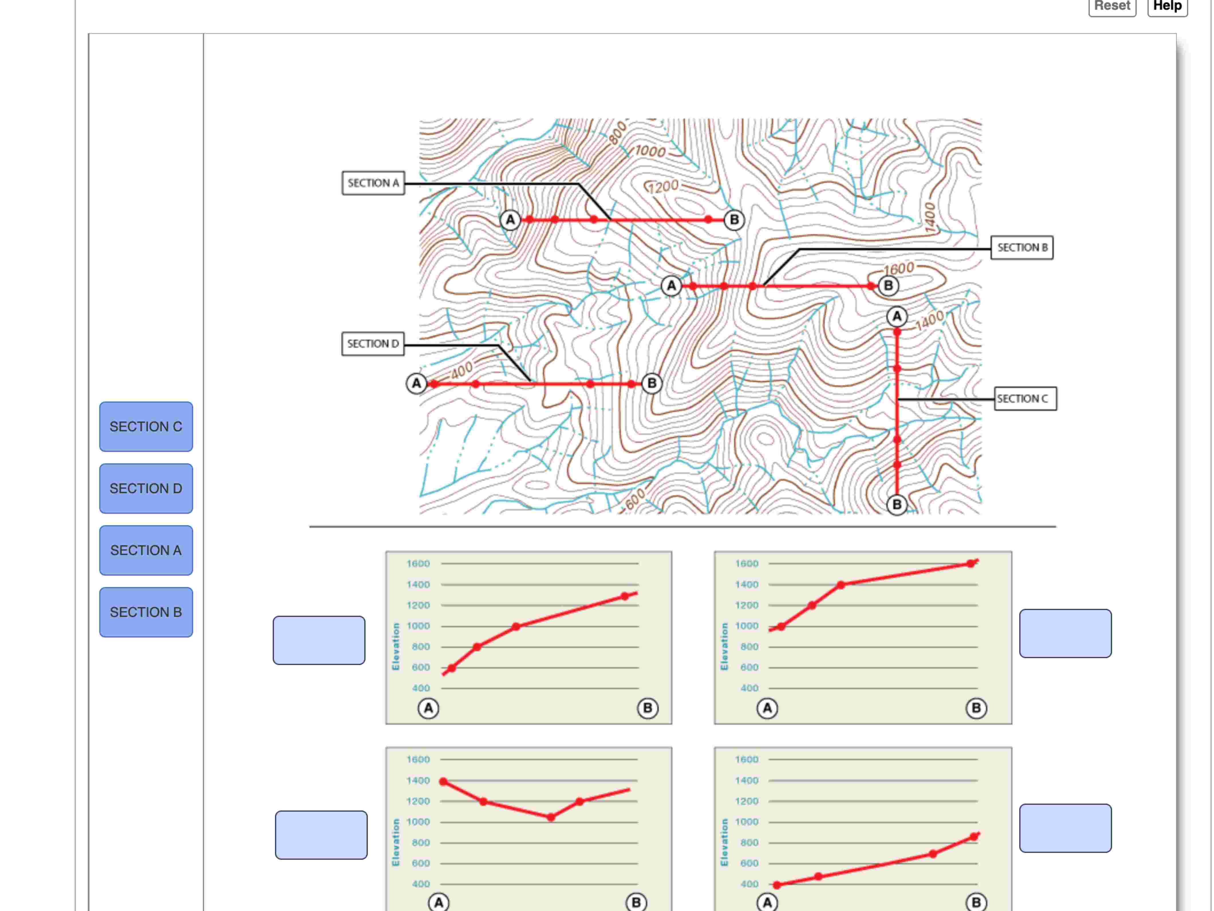 Solved match the correct Contour lines and elevation | Chegg.com