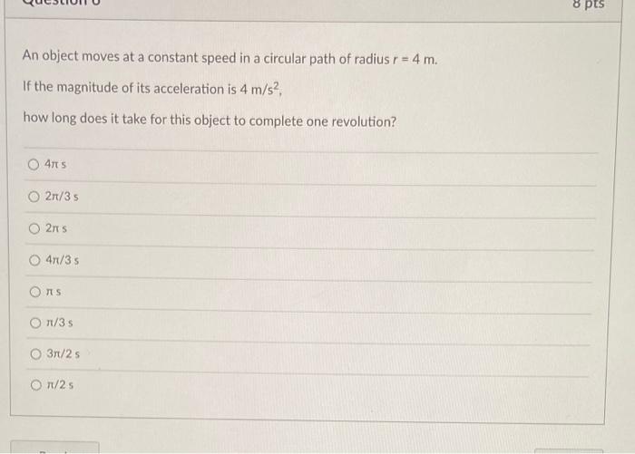 Solved An Object Moves At A Constant Speed In A Circular | Chegg.com