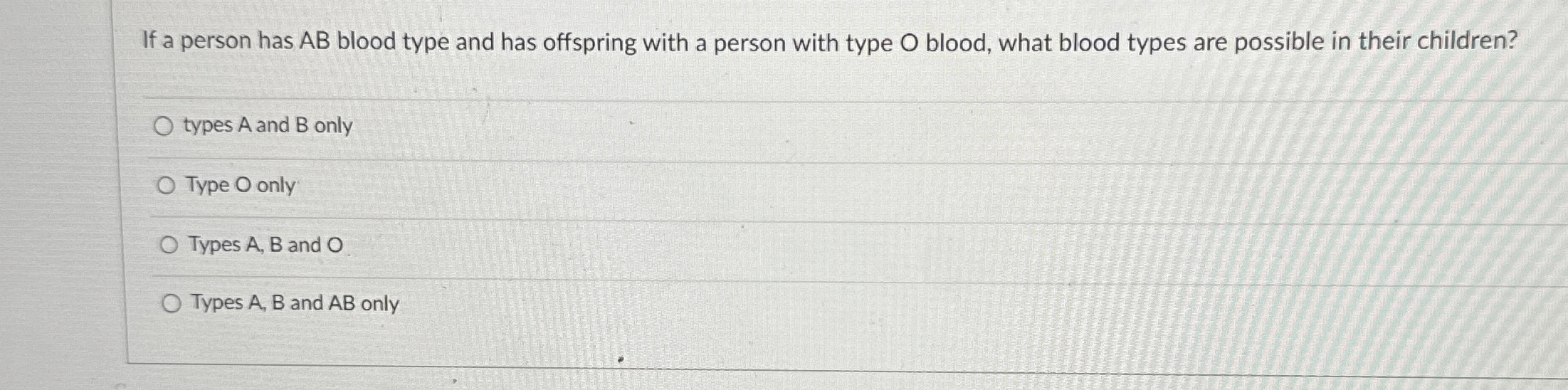 Solved If a person has AB ﻿blood type and has offspring with | Chegg.com