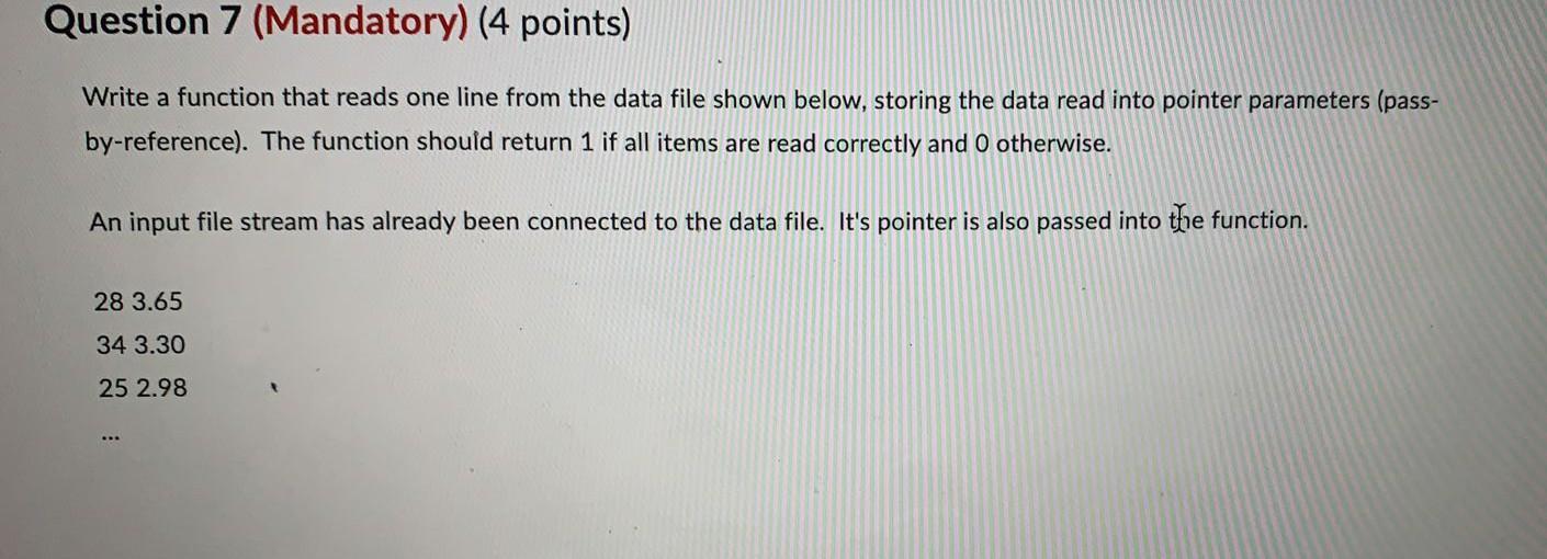 Solved Question 7 (Mandatory) (4 points) Write a function | Chegg.com
