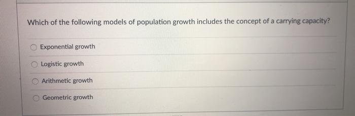 Solved Which of the following models of population growth | Chegg.com