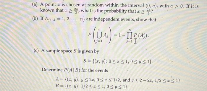 Solved (a) A point x is chosen at random within the interval | Chegg.com