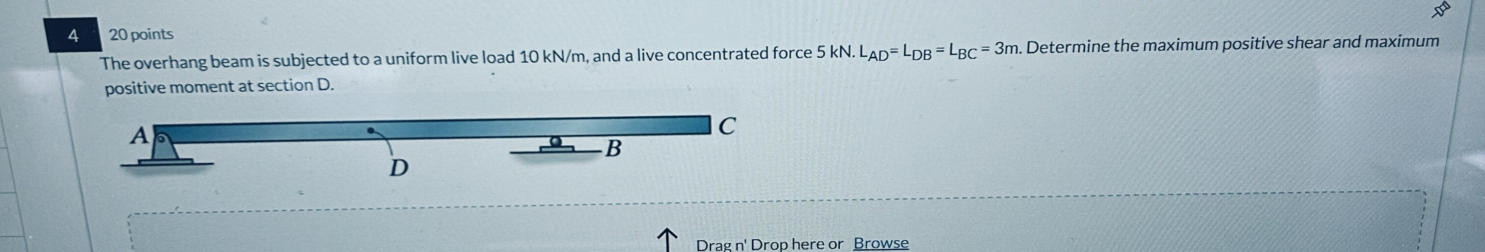 Solved 420 ﻿pointsThe overhang beam is subjected to a | Chegg.com