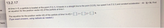 Solved Attimet 0, a particle is located at the point | Chegg.com