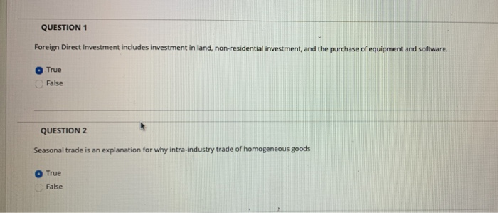 Solved QUESTION 1 Foreign Direct Investment includes | Chegg.com