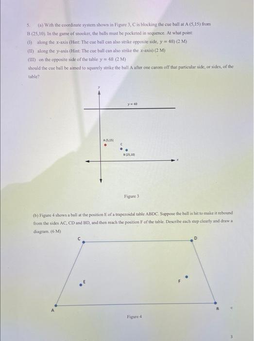 Solved 5 (a) With the coordinate system shown in Figure 3, | Chegg.com