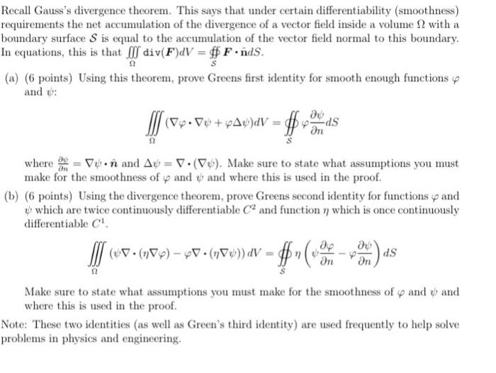 Solved Recall Gauss's divergence theorem. This says that | Chegg.com